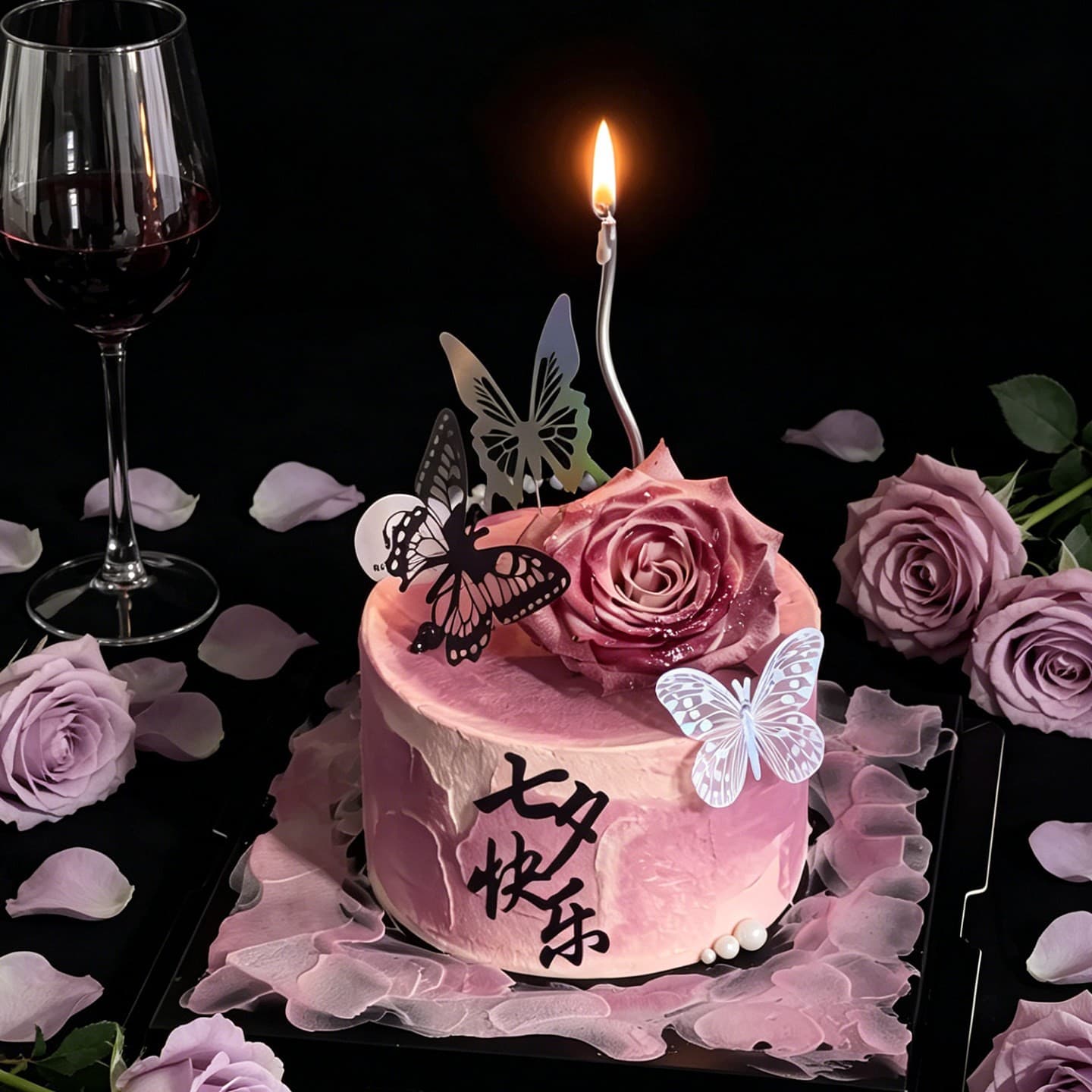 Happy Chinese Valentine's Day, atmospheric cake decoration, acrylic insert, beautiful colorful butterfly baking insert