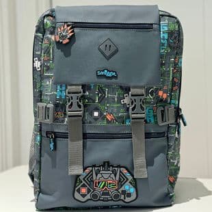 Australia Smiggle Stress-Relief Backpack Extra Large Gray Game Controller Backpack Spine Protection Senior Grades School Bag