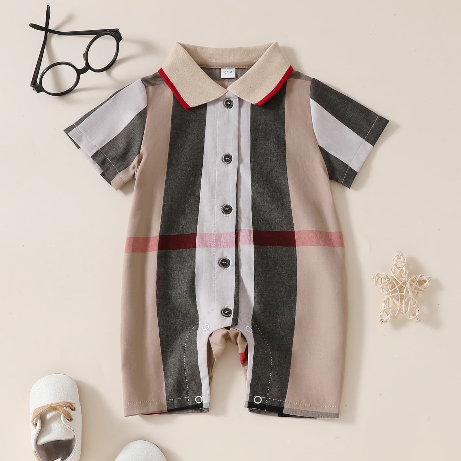 Baby Short-Sleeve Zip-Up Romper Summer Newborn Boys Girls Bodysuit Sleepwear