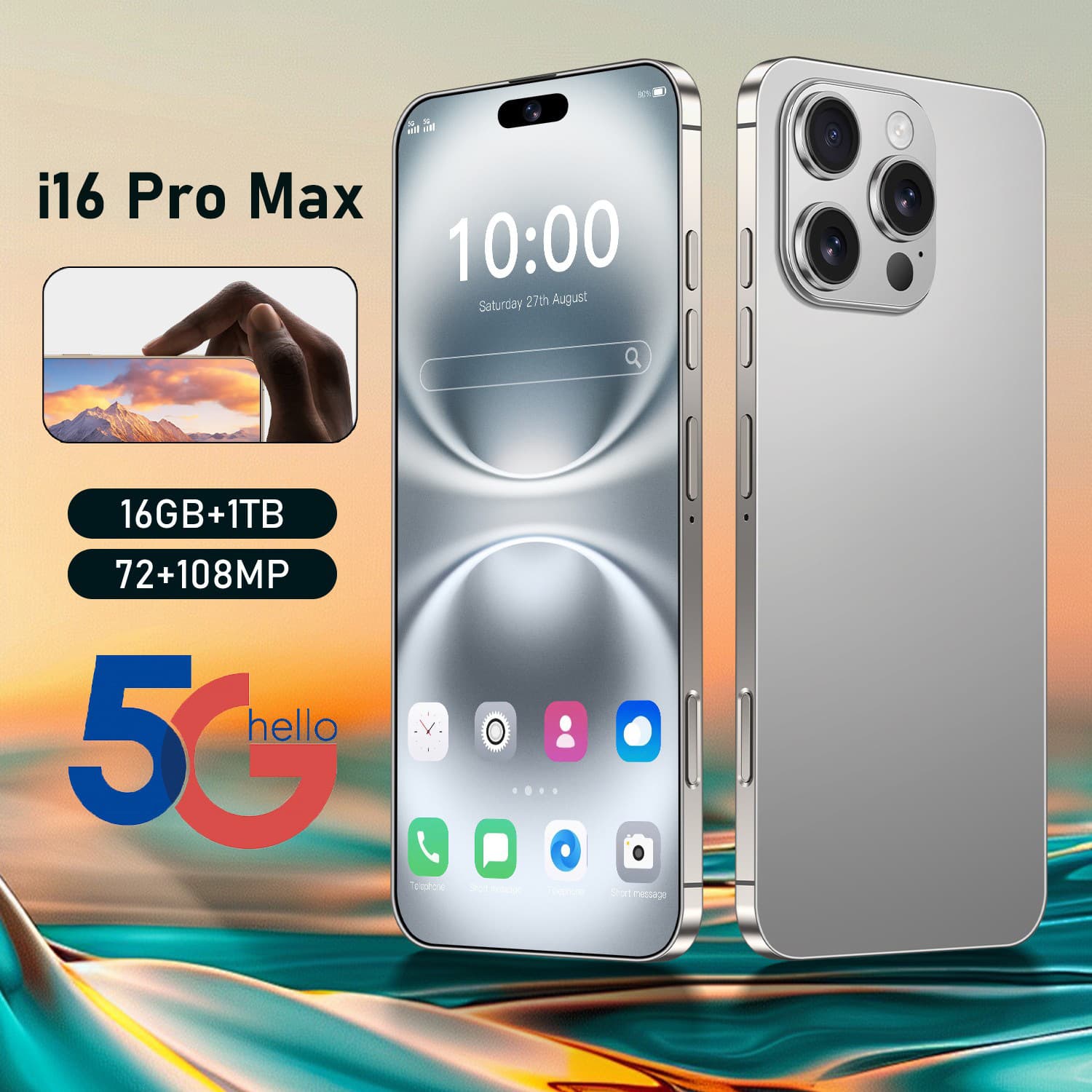 Cross-border i16 Pro Max Smartphone 8+256GB Overseas Stock Smartphone Source Factory Drop Shipping Wholesale