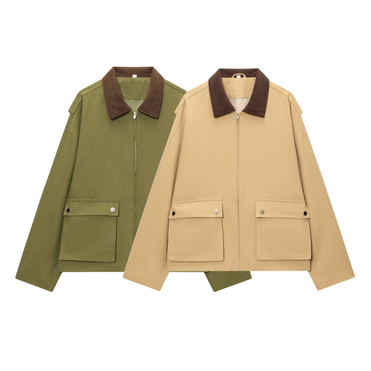 Z2025 New Fashion Elegant Amazon Women's Clothing Wholesale Stitching Collar Pocket Wide Coat Bestseller Women's Clothing