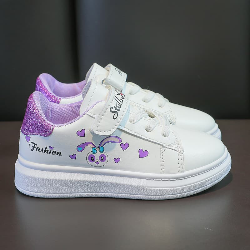 2023 New Girls White Shoes Spring Autumn Boys Non-slip Solid Sole Thick Bottom Heightening Children Sports Shoes