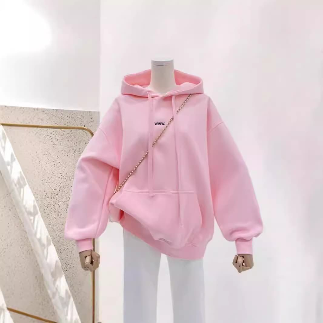 Plus Size Women's Hoodie Sweatshirt Pink Embroidered Fleece Lined Autumn Winter New Style Loose Top for Heavy MM 2-300 Pounds