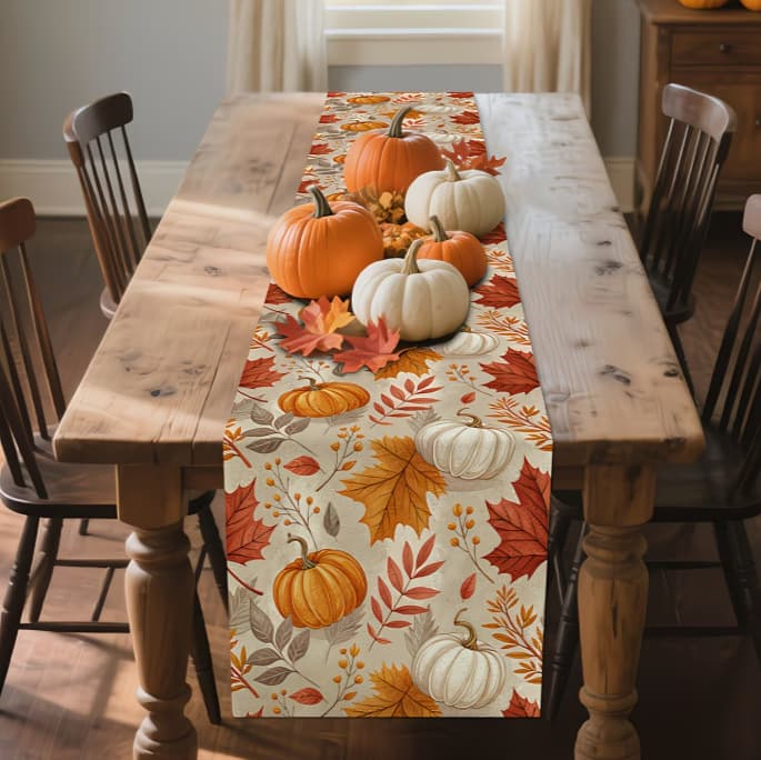 New Cross-Border Thanksgiving Pumpkin Linen Table Runner American Kitchen Stain-Resistant Placemat Party Decoration Tablecloth Wholesale