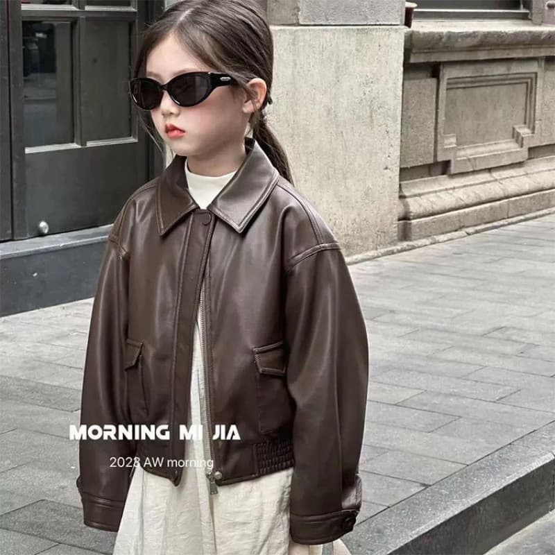 Girls' leather jackets spring and autumn 2025 new style children's fashionable leather jackets trendy tops for older girls