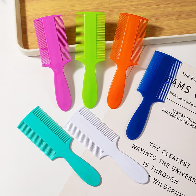 Fine-Tooth Double-Sided Plastic Cleaning Dandruff Comb for Removing Dog Fleas, Pet Comb with Handle, Kids Lice Comb