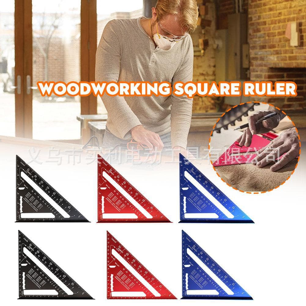 Cross-border hot-selling aluminum alloy 7-inch triangle ruler precision protractor square measuring tool imperial angle ruler