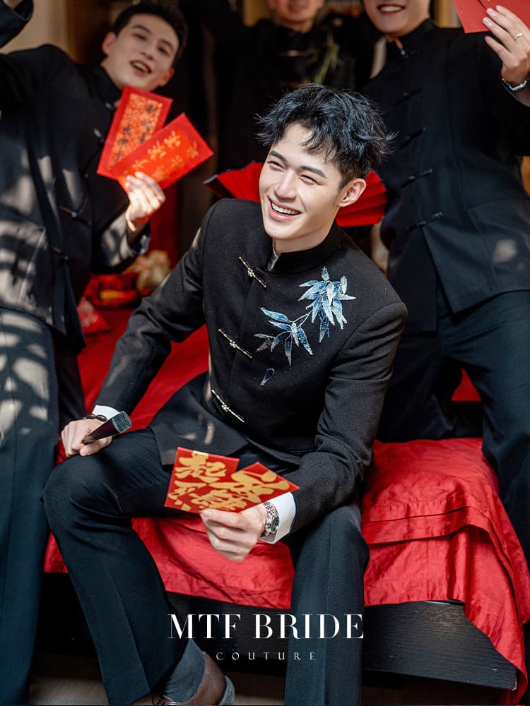 New Chinese-style frog-button suit jacket for men, niche design, Chinese wind suit with high-end feel, stylish stand-collar Zhongshan suit.