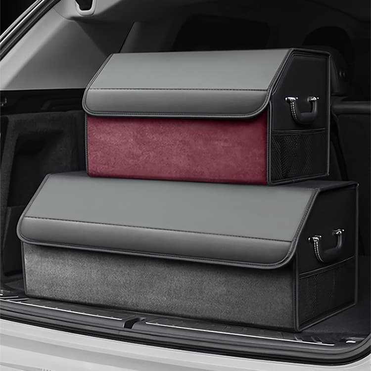 Trunk Storage Box Organizer Universal Fit Suede Leather Material Foldable Large Capacity Car Modification Storage