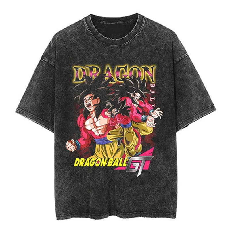 Japanese classic Dragon Ball cartoon anime oversize high street vintage washed and distressed short-sleeved T-shirt