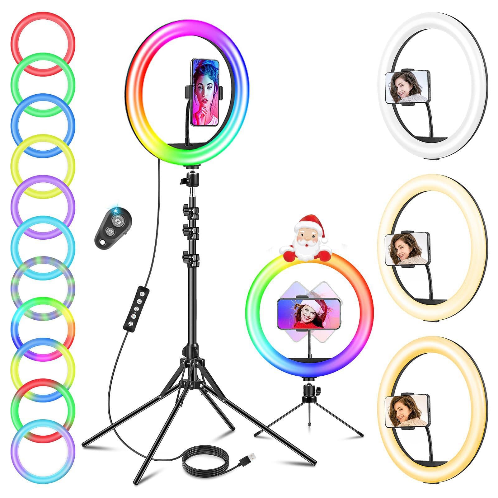 12-inch Ring Light Kit with Adjustable Three-Color Temperature for Live Streaming, Photography, and Beauty Lighting