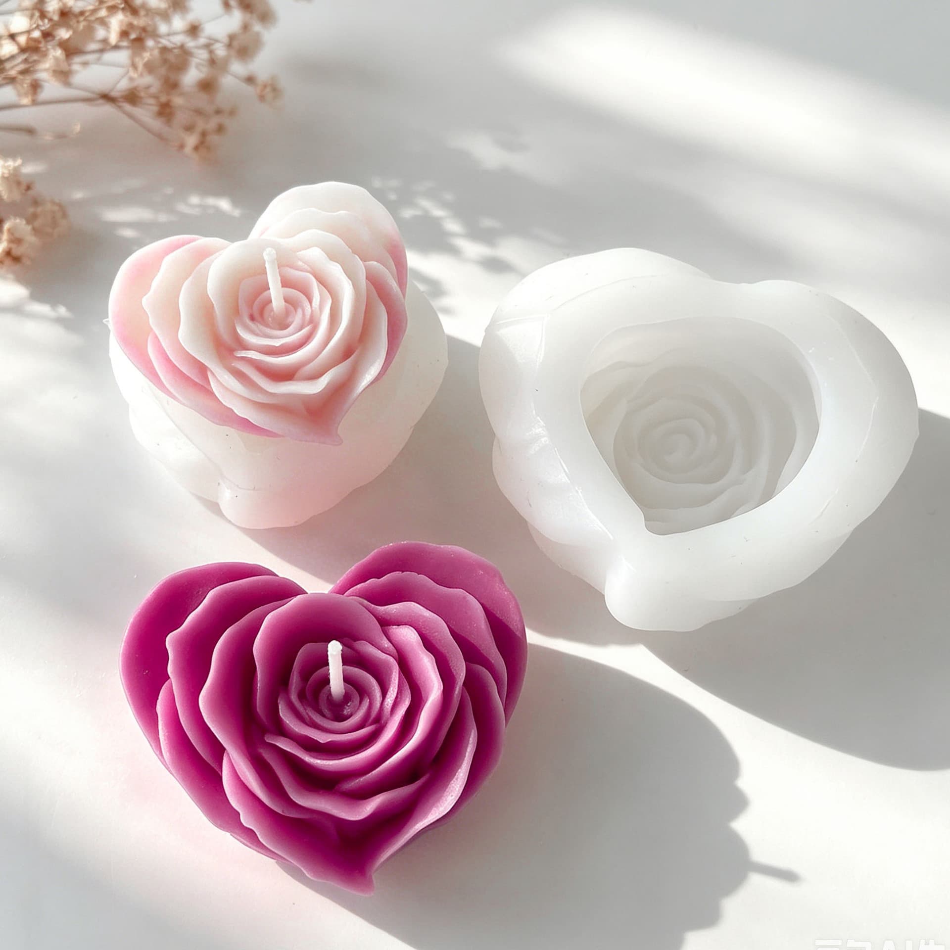 3D Flower Scented Candle Silicone Mold Love Rose Plaster Candle Mold