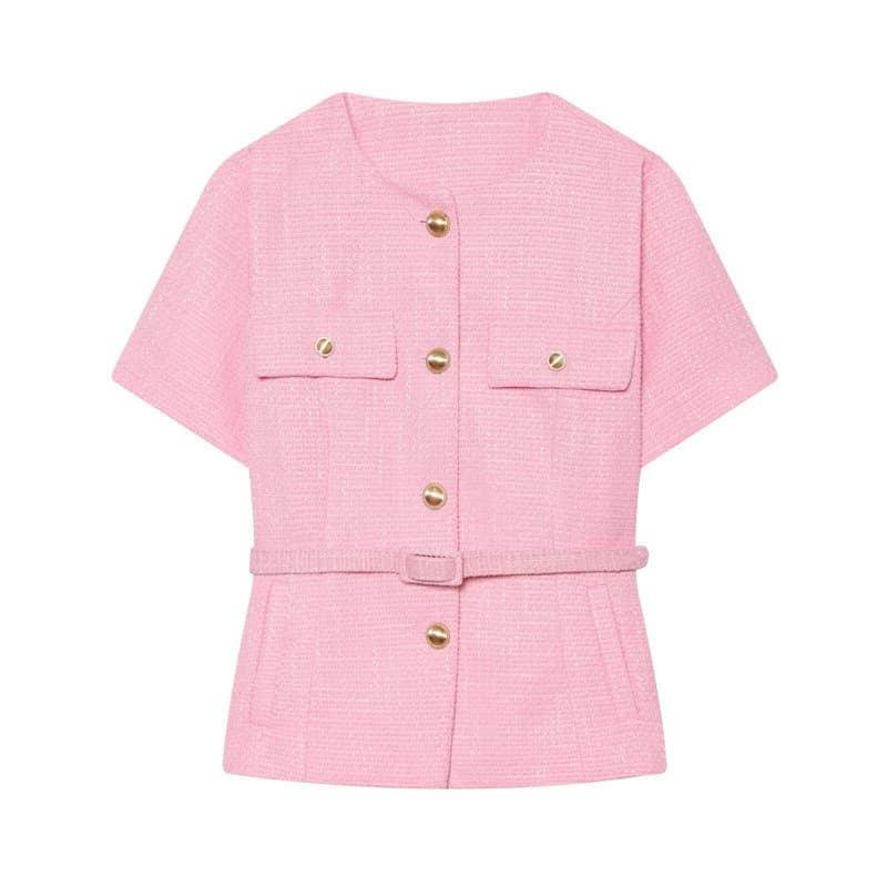 Wholesale 2026 Fall New Arrival European & American Style Women's Round Neck Belted Waist Half-Sleeve Jacket