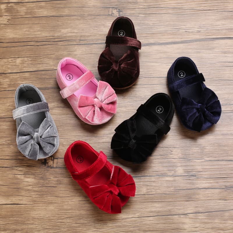 Spring Autumn 0-1 Year Old Baby Girl Soft Sole Walking Shoes Bow Princess Shoes