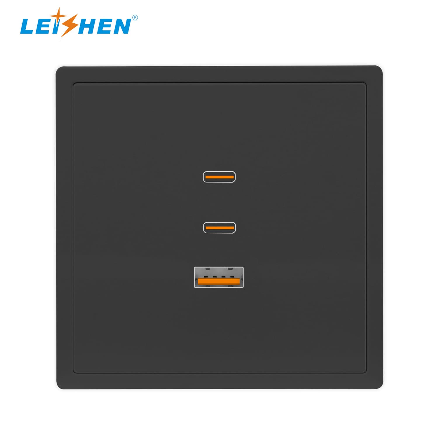 USB Fast Charging Wall Socket Pure USB Panel with Type-C 65W Charging Interface