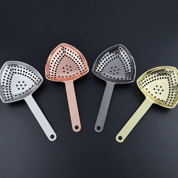 Supply of Stainless Steel Long-handled Triangle Ice Strainer for Bar Cocktail Filtering