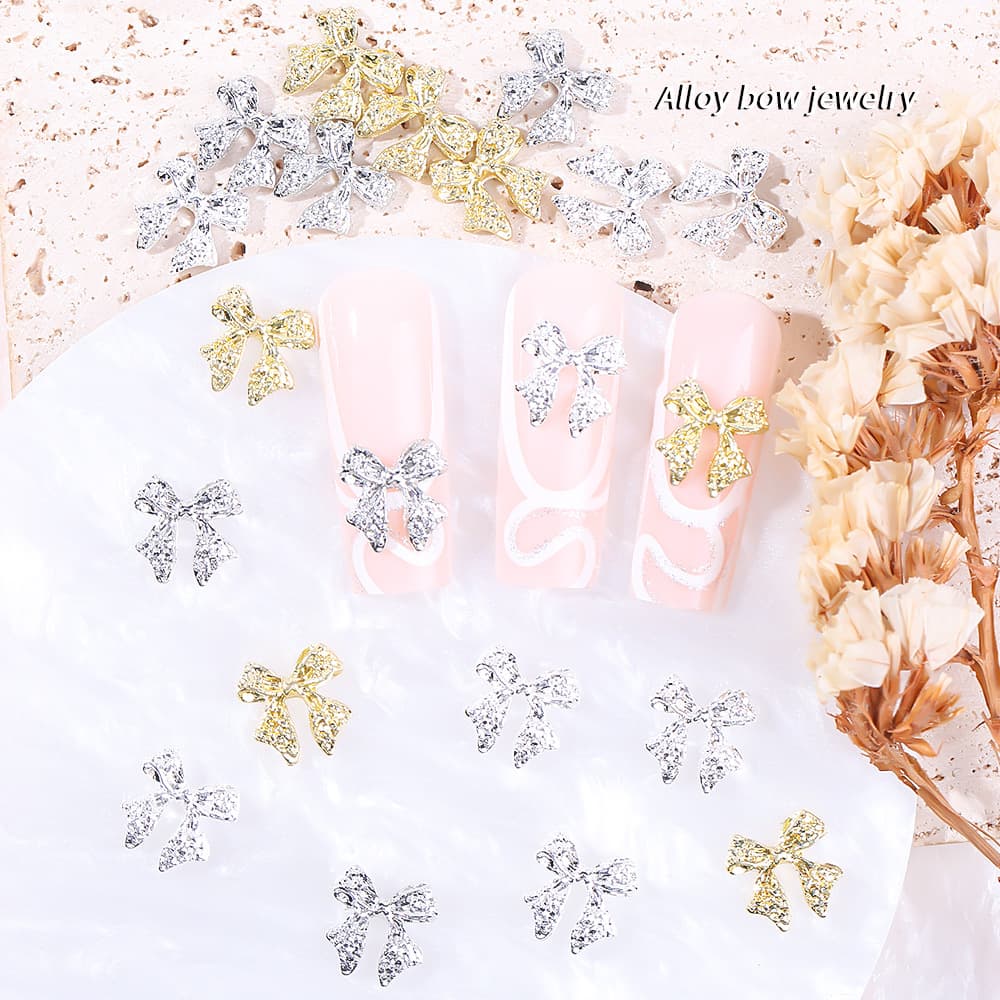 Hot Selling Bow Nail Art Decorations Alloy Luxury 3D Nail Stickers Bow Nail Accessories