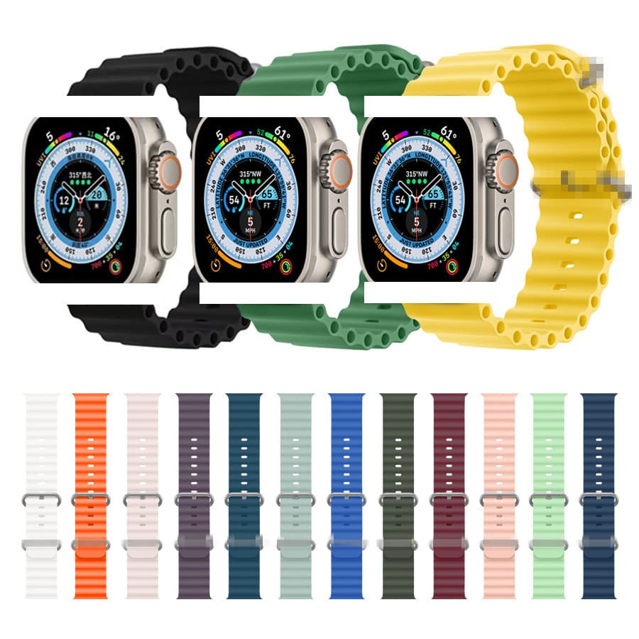 Ultra Solid Color Ocean Band Silicone Strap for Apple Watch 1-8