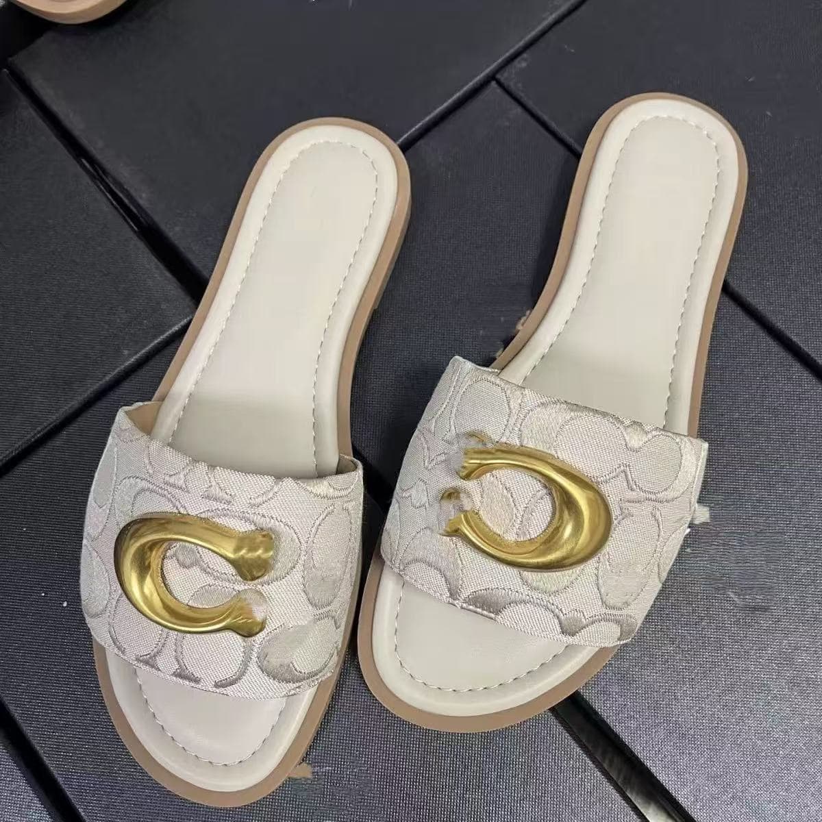 2026 Summer New Foreign Trade Canvas Women's Shoes Flat Slippers Casual Versatile Fashion Trend Soft Leather Sandals