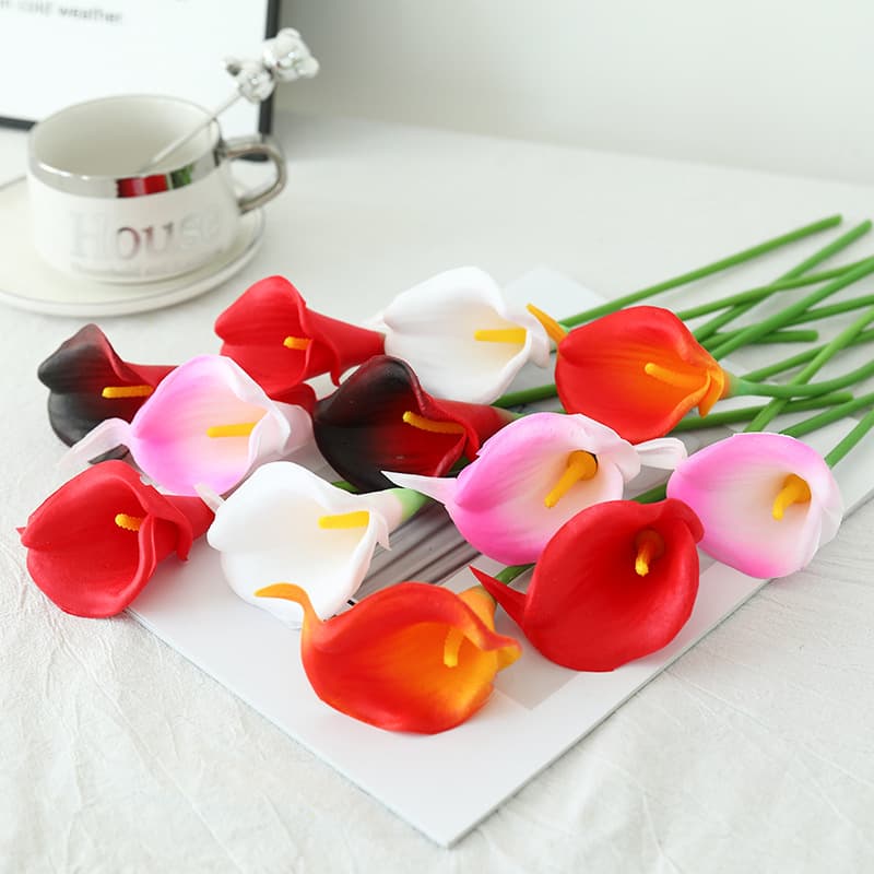 Bridal Wedding Bouquet with Artificial PU Calla Lilies for Home Wedding Decor and High-End Finished Wholesale