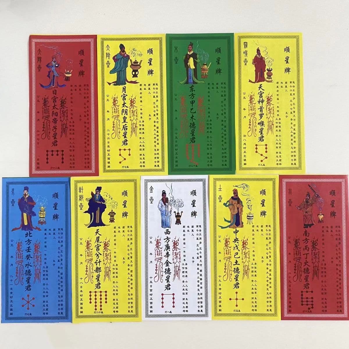 Nine Star Age Plaque Set with Nine Luminaries Deity Papers in Centimeters, Destiny Transformation Kit for Star Deity Blessings