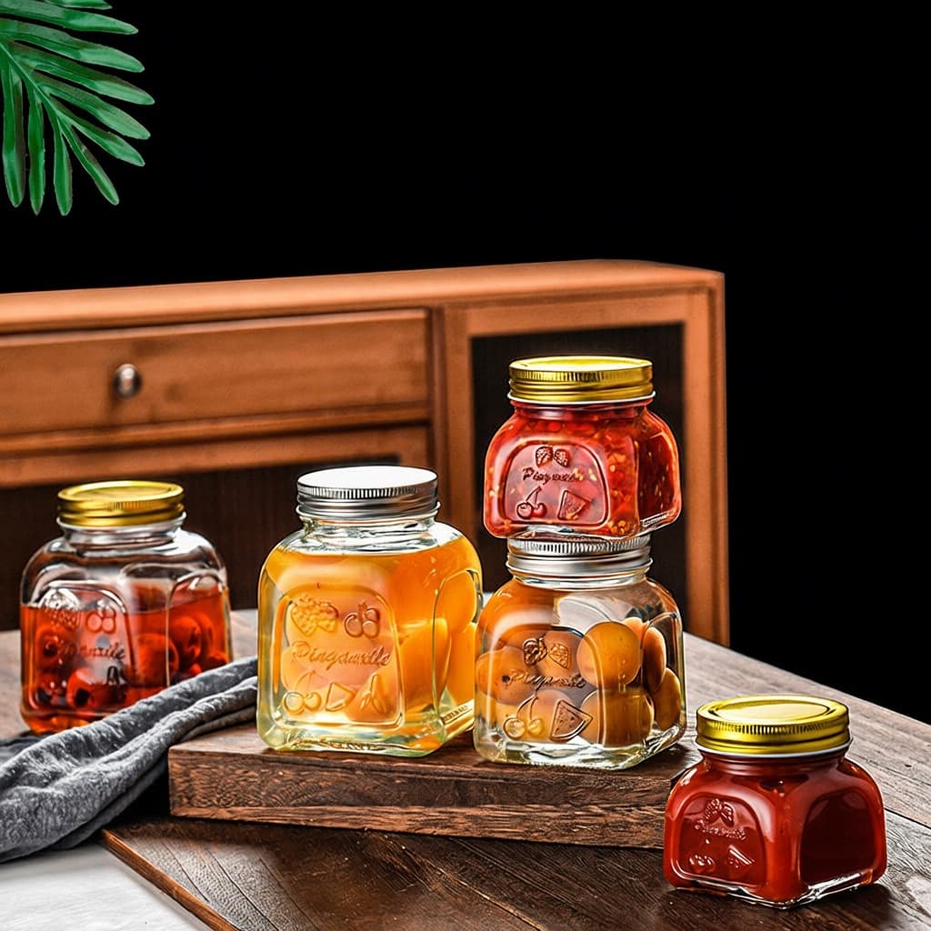 Carved honey jam bottle wholesale bird's nest sub-bottling bottle household fish maw bottle glass sealed storage pickle bottle