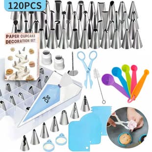 Amazon 120-Piece Cake Icing Nozzle Set with Measuring Spoons, Cookie Cream Piping Tips, Baking Supplies for Cross-Border E-commerce