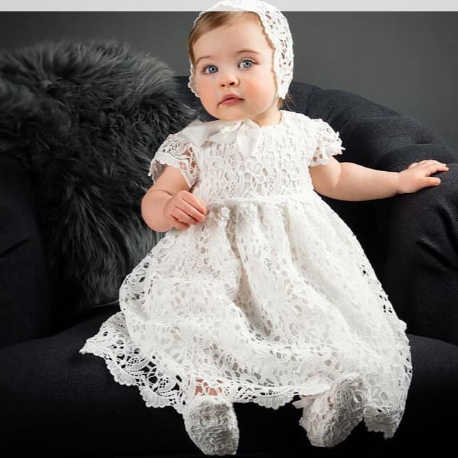 AliExpress Cross-border Children's Long Christening Gown Baby Girl Wedding Dress Girl Christening Dress