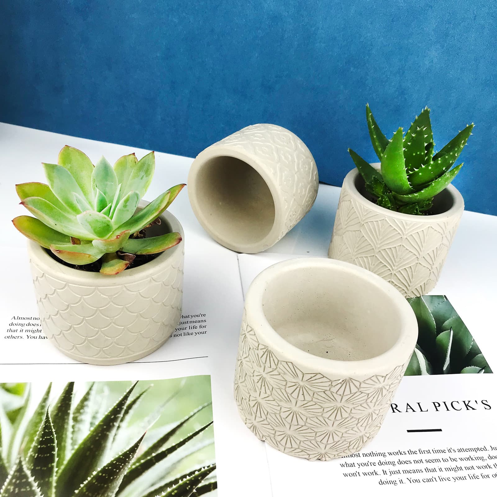 DIY Succulent Planter Crystal Resin Mold Cement Pattern Cement Cylindrical Flower Pot Decorative Silicone Mold