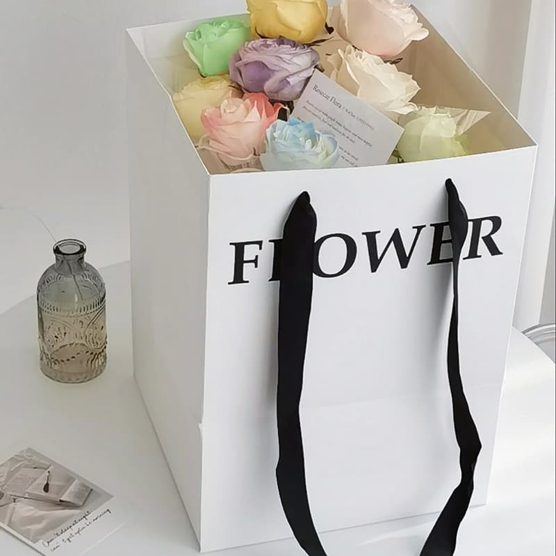 Trending Flower Tote Bag, Gift Bag, Bouquet Handbag, Fresh Flower Bag, Hot Selling Flower Square Tote Bag