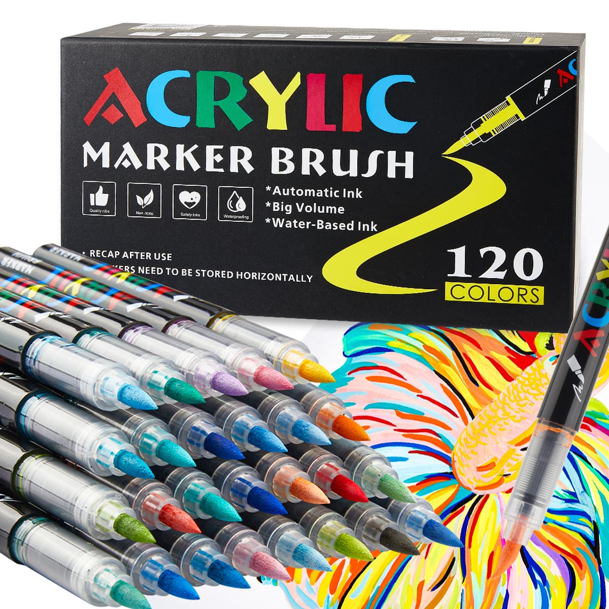 Special Acrylic Straight Liquid Marker Pen for Art Painting, Student Opaque Soft-Head Colorful Graffiti Watercolor Pen Marker