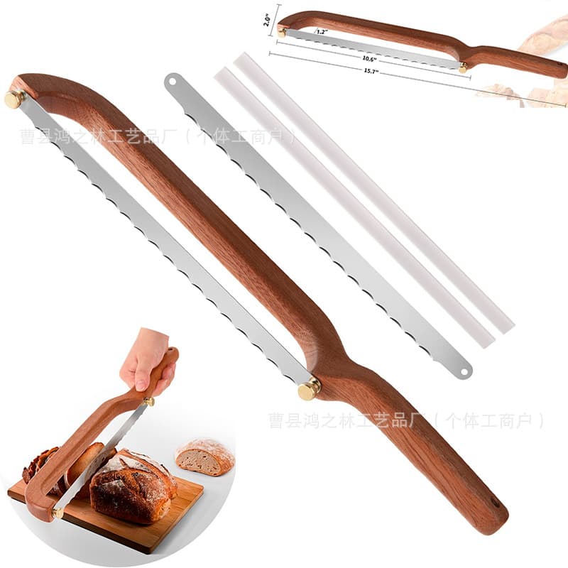 Wooden Bread Slicer for Even Slices, Bread Saw with Handle, Sourdough Cutter, Wooden Bread Saw Wholesale