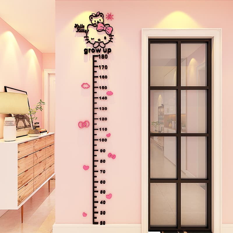 Height Measurement Wall Sticker Measuring Ruler 3D Acrylic 3D Wall Sticker Children's Room Decorative Sticker Sticker Kids Lingzhi