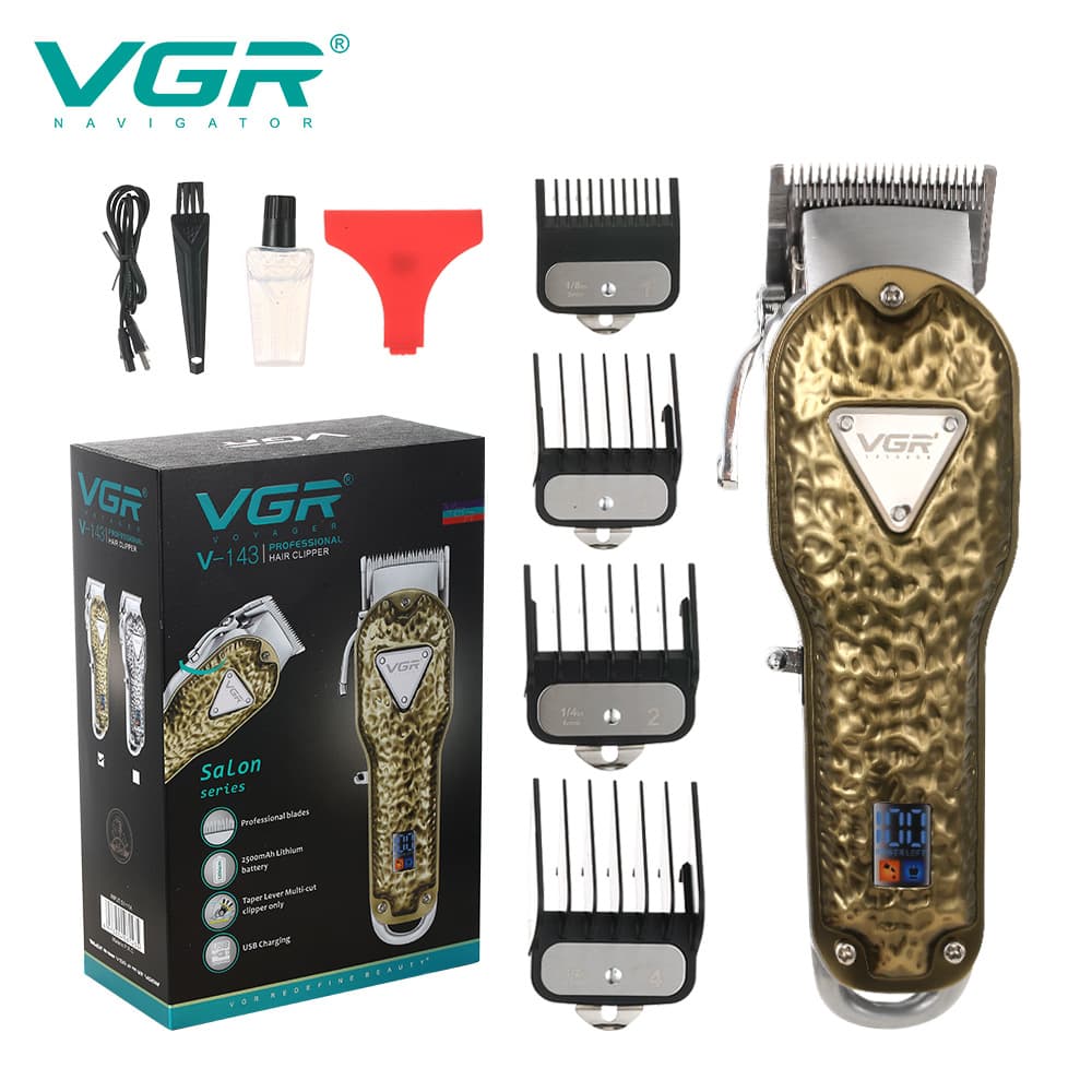 VGR143 New Style Striped Vintage Hair Clipper High Power Barber Men's Electric Trimmer for Taper Fades