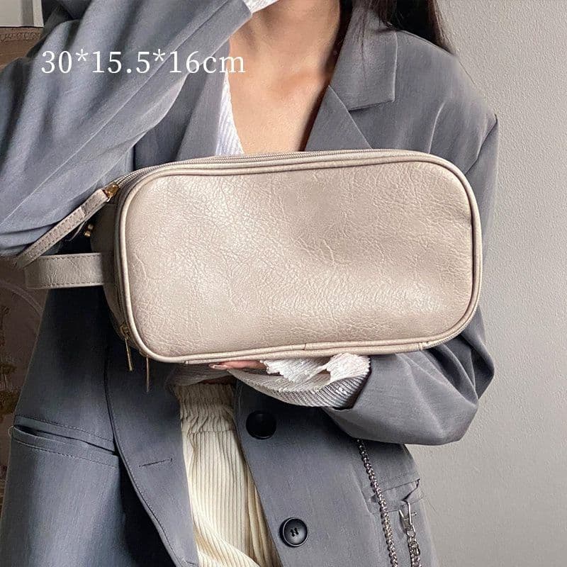 Portable New Three-Layer Double Zipper PU Storage Bag Cosmetic Bag Travel Toiletry Bag