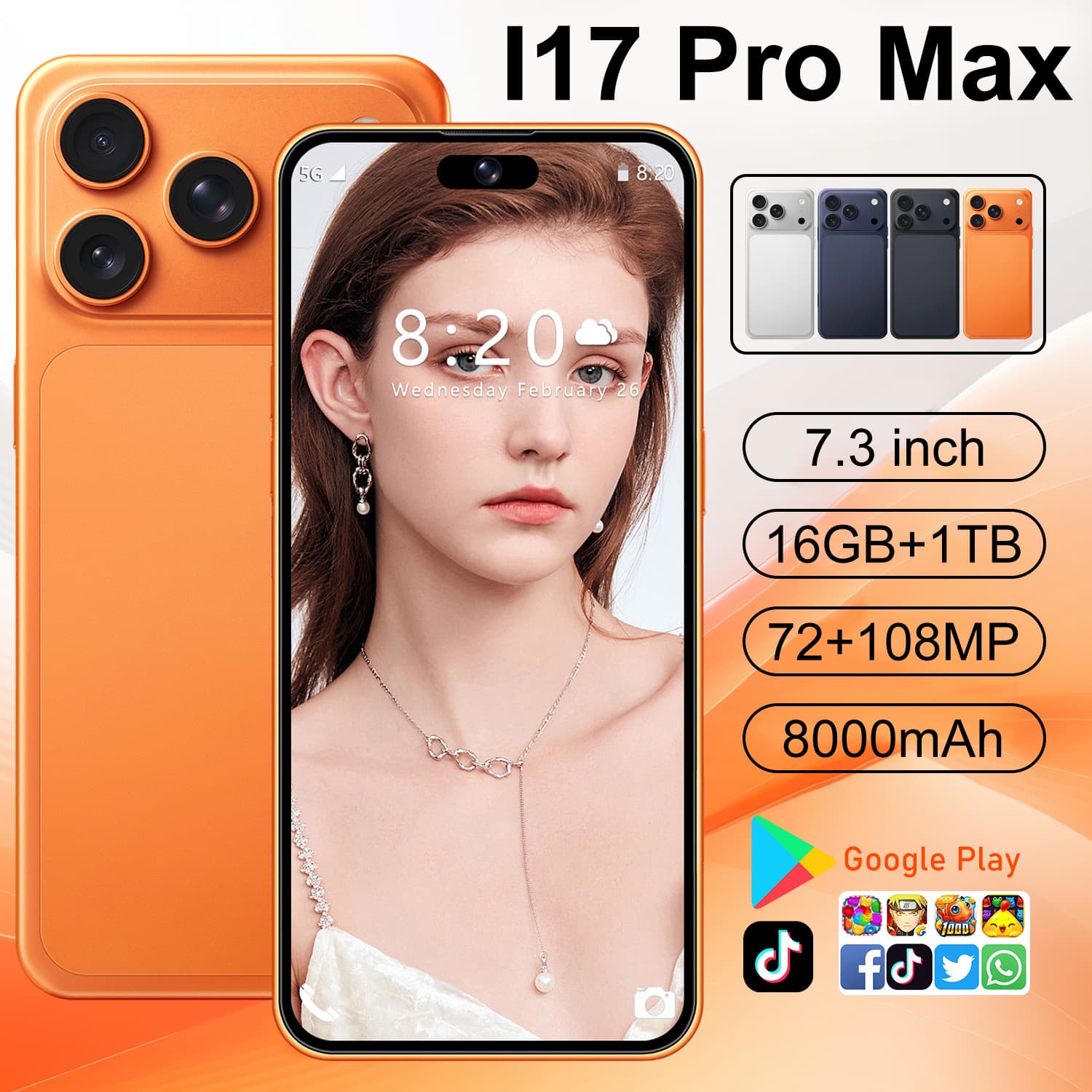 New I17 Pro Max Cross-border Smartphone 7.3-inch 4+64G Foreign Trade Smartphone Factory Wholesale