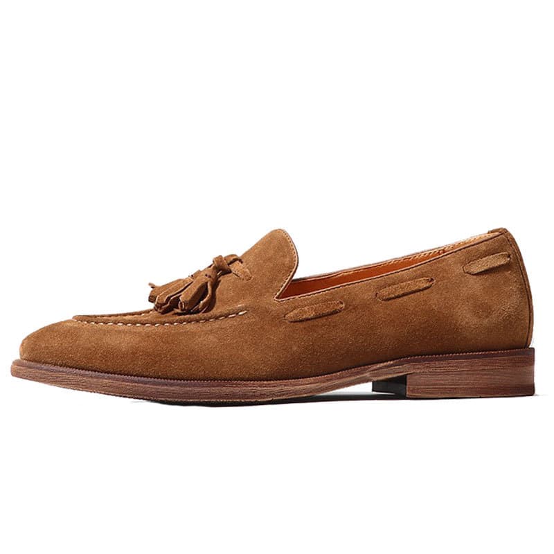 Men's Genuine Leather Loafers, British Suede Fringe Moccasins, Slip-on Casual Driving Shoes