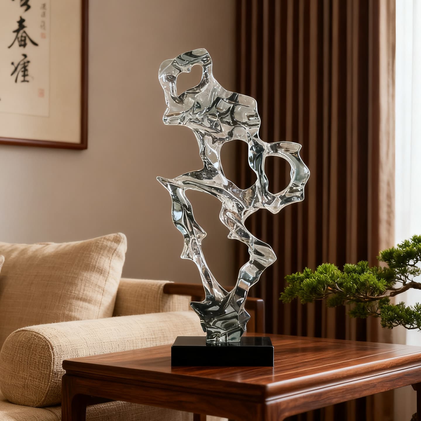 Abstract creative transparent resin Taihu stone ornaments home villa hotel model room entrance decoration soft decoration sculpture