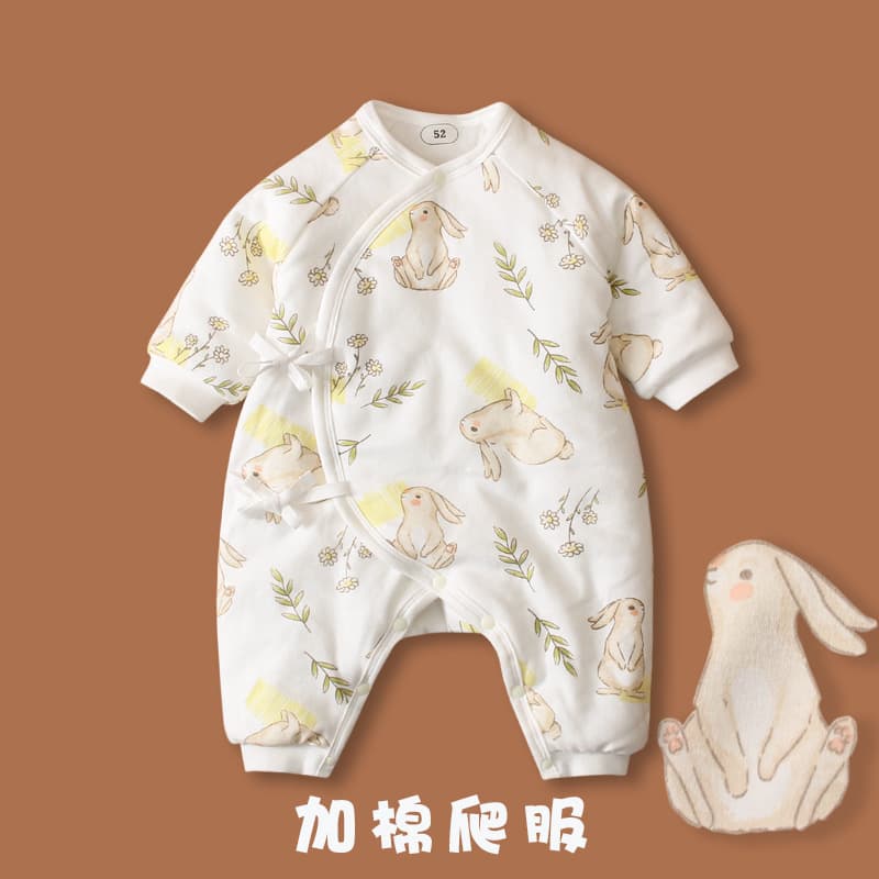 Thickened Cotton Romper Suit for Newborn Babies Boys Girls Full Month Old Warmth Clothes Long Sleeve Bodysuit Autumn Winter Wear