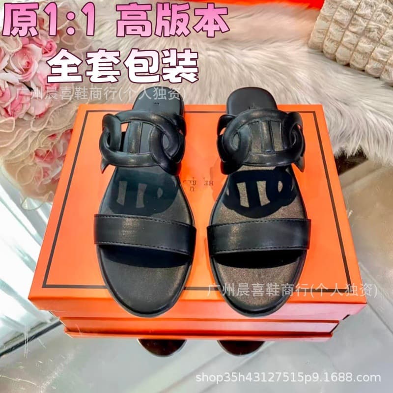 High Edition 2026 Spring/Summer New Genuine Leather Flat Hollow One-Strap Nose Ring Slippers Casual Fashion Half Slippers for Women
