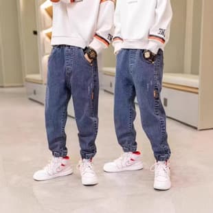 Boy Jeans Spring and Autumn 2026 New Children's Cool Pants Spring Outfit Middle and Big Child Casual Long Loose Pants