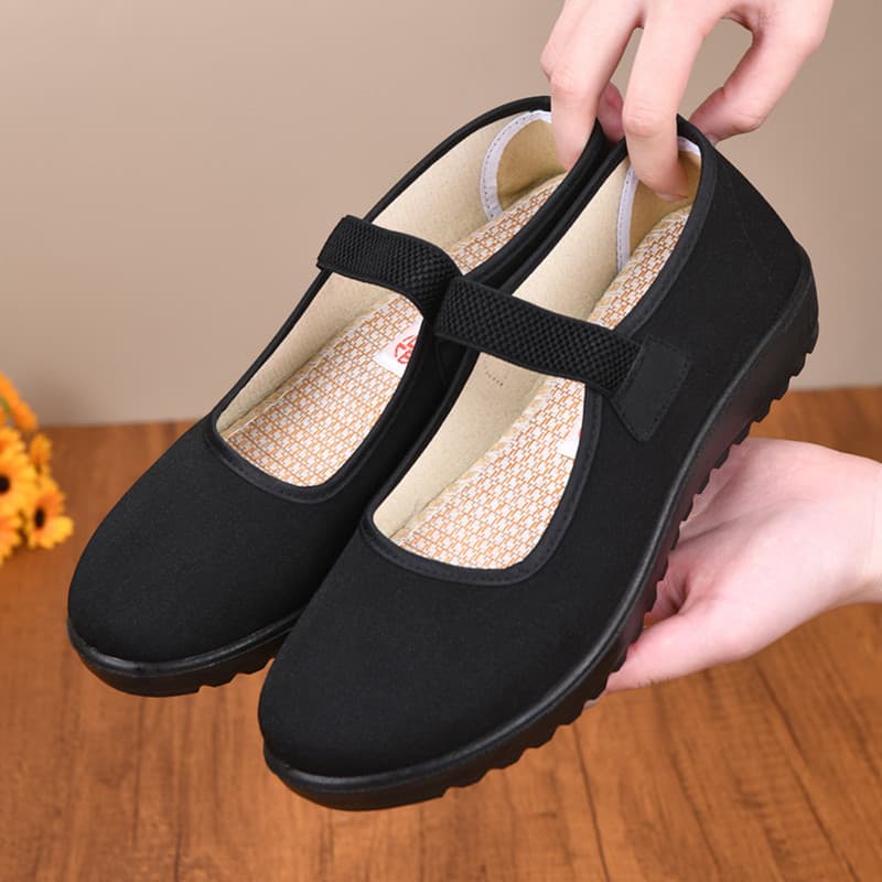 Drop Shipping Women's Black Soft Sole Dance Shoes Flat Hotel Work Shoes Non-Slip Mother Shoes
