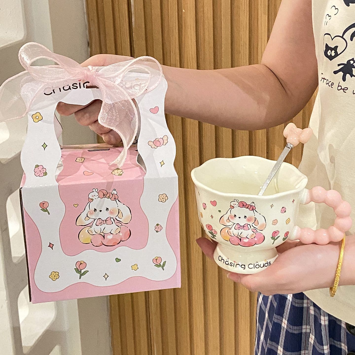 Rabbit water cup birthday gift for girls, best friends, sisters and friends, practical and meaningful companion gift set for girls