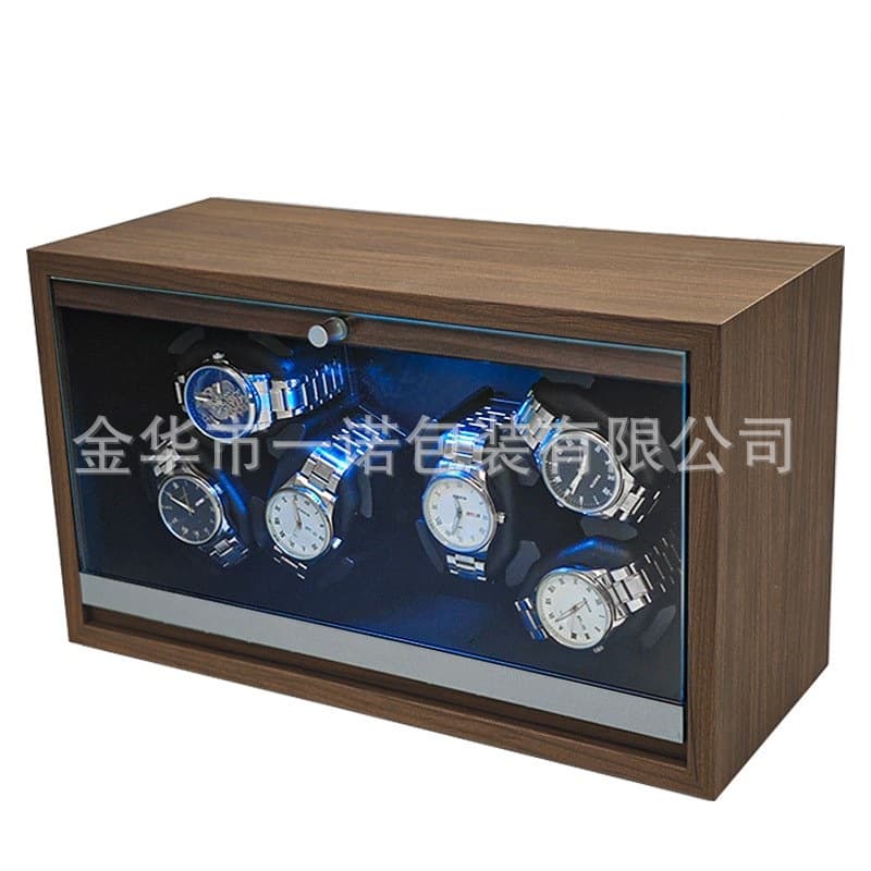Black Walnut Wood Grain 6-Slot Automatic Watch Winder Electric Mechanical Watch Winder Home 3-Watch