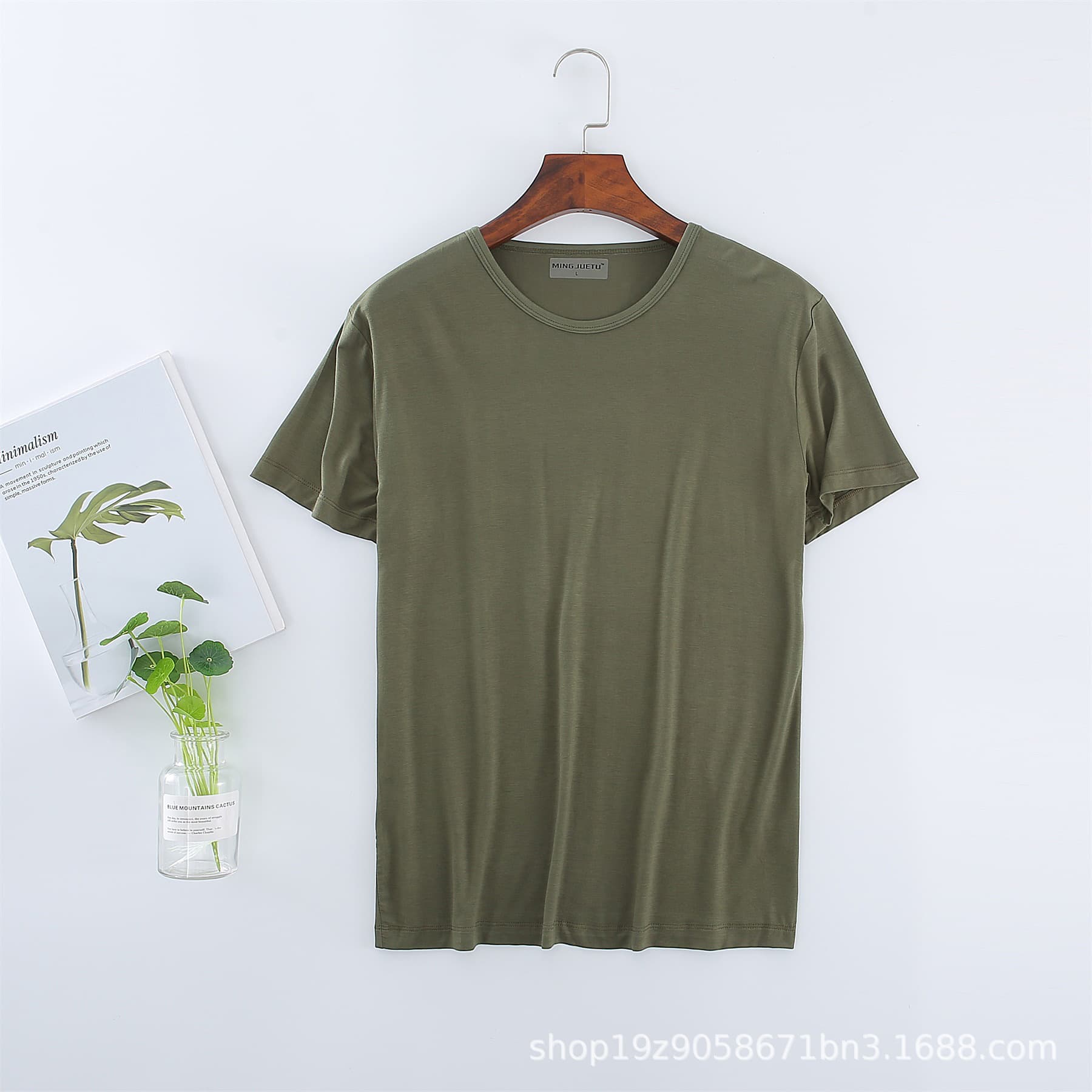 Modal short-sleeved men's T-shirt thin summer plus size round neck soft ice silk home wear 300 pounds wholesale dropshipping