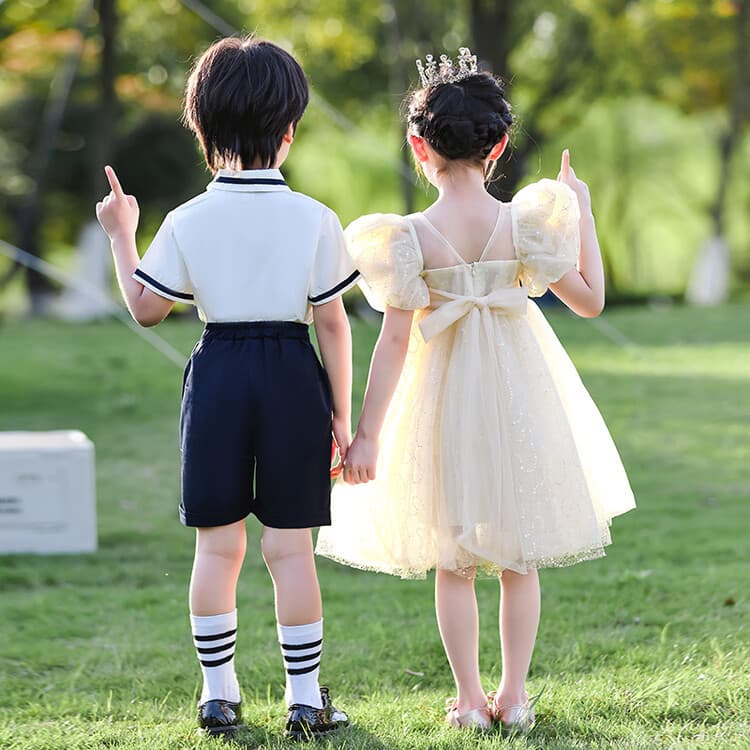 Kids' Performance Costume for Children's Day Graduation Photo Dress Summer Host Chorus Dance Dress Girls Tutu Skirt