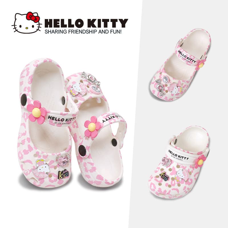 HELLO KITTY / Pink Rhinestone Kitty Parent-Child Ballet Clog Sandals, Summer Comfortable Non-Slip Kids' Clogs