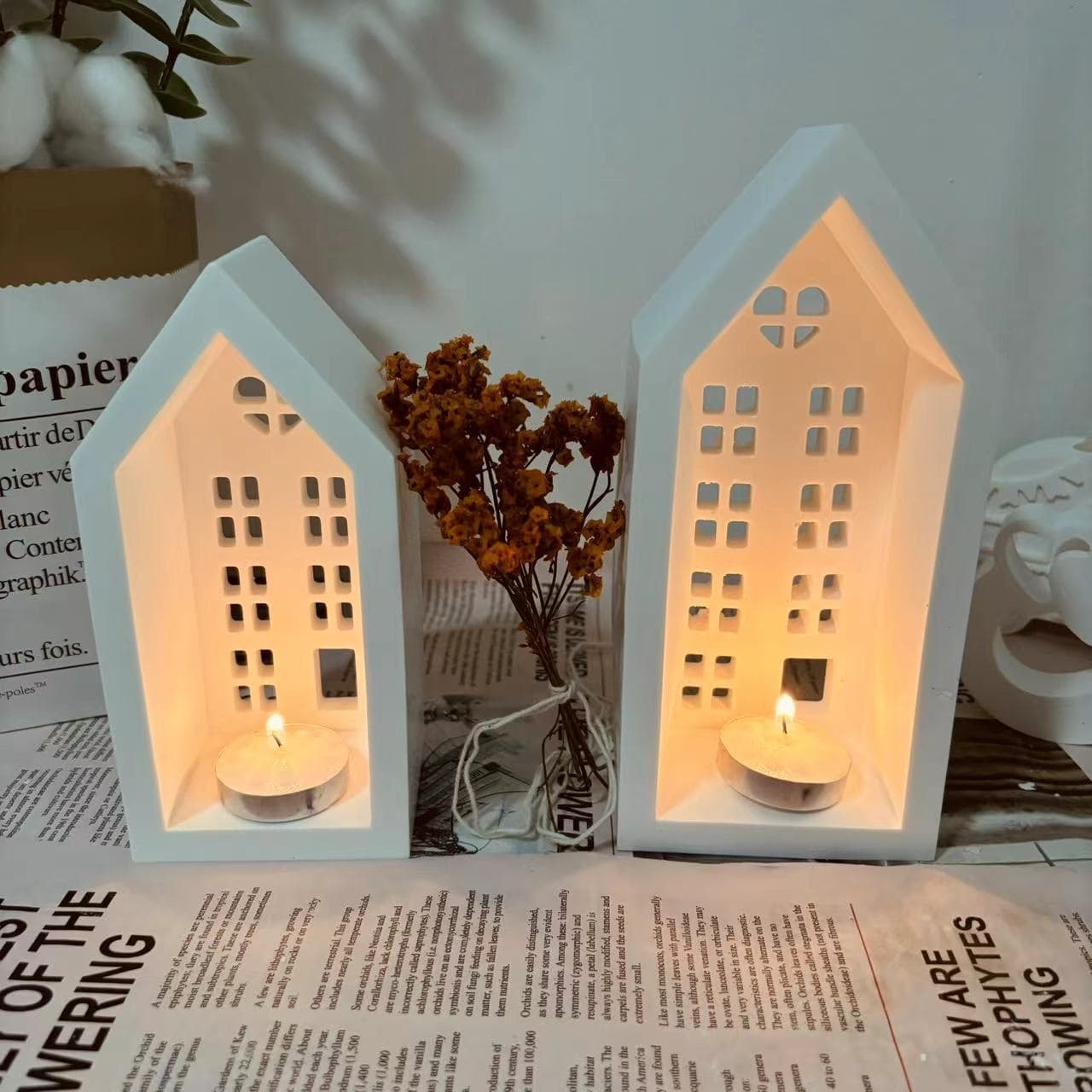 Large, Medium, Small House Silicone Plaster Mold for Candle Holder, Epoxy Resin, Aromatherapy, Cement Casting Mold, Handmade DIY Home
