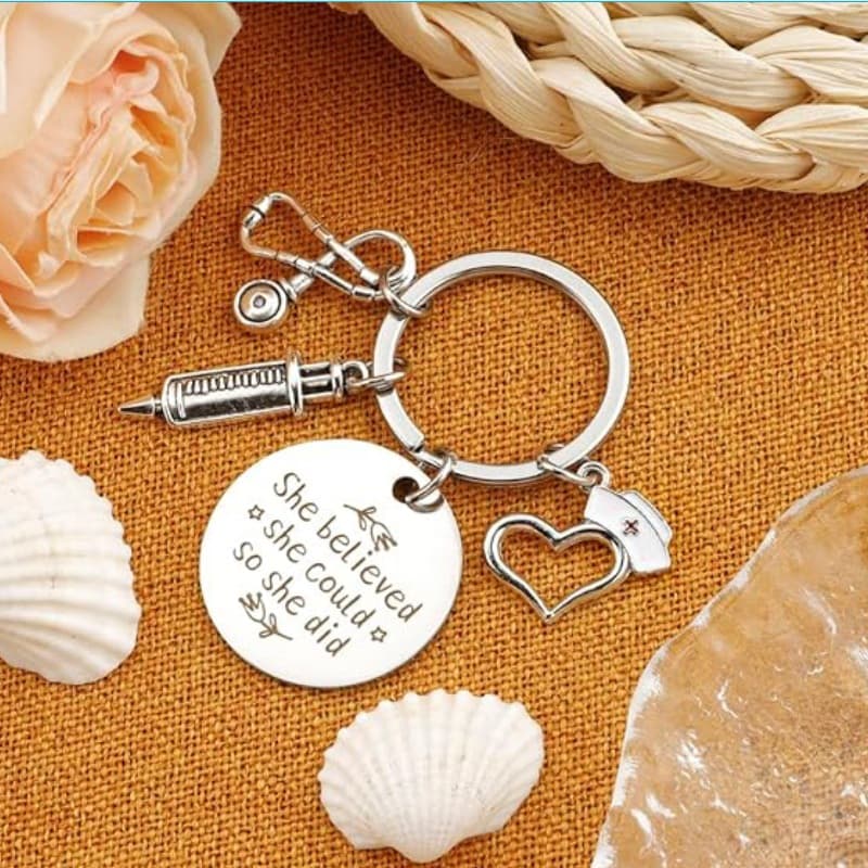 Amazon Cross-Border Best-Selling Doctor and Nurse's Day Gift Stainless Steel Keychain DIY Pendant Laser Engraving