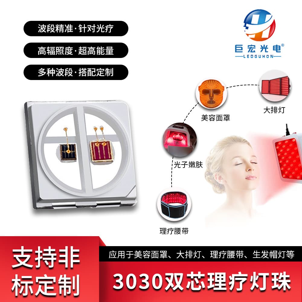 Custom 3030 Dual-Core 660+850nm Dual-Color Light Source Red and Infrared LED Beads Large Panel Medical Aesthetic Therapy Lamp